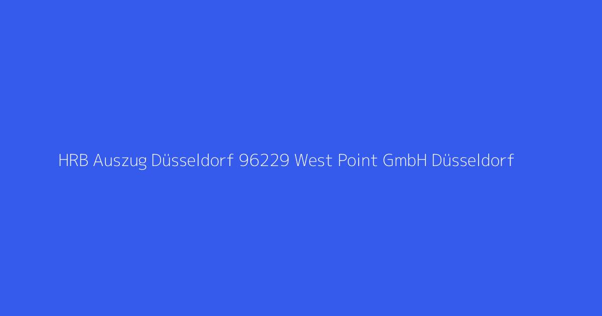 HRB Auszug Düsseldorf 96229 West Point GmbH Düsseldorf